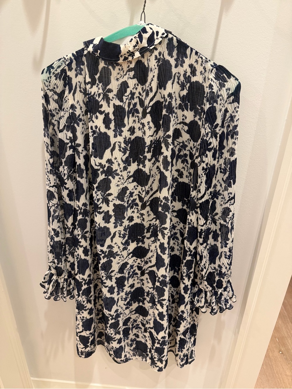 Tory Burch Navy and White Floral Print Blouse
